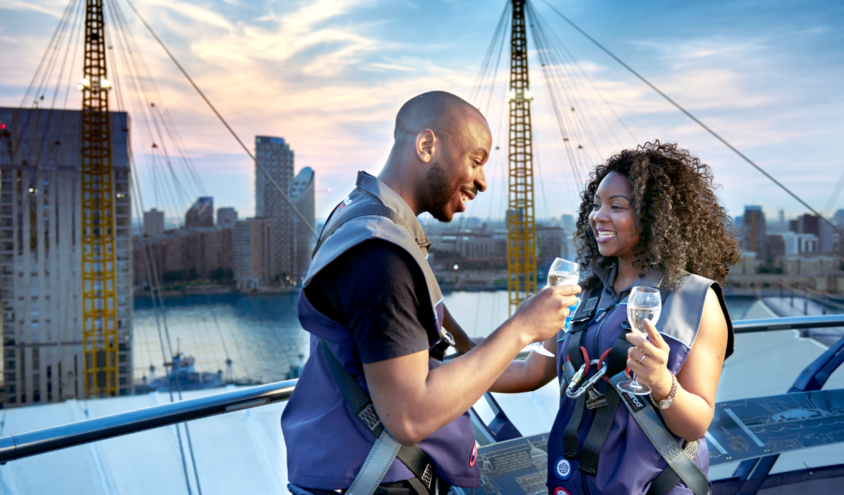 Valentine's Day couple at Up at The O2 Twilight Climb